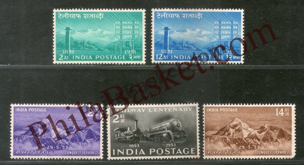 #YP07 1953 Complete Year Pack Mint MNH INDIA - Full Set (5 Stamps )