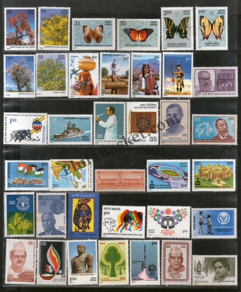#YP34 1981 Complete Year Pack Mint INDIA - Full Set (37 Stamps )