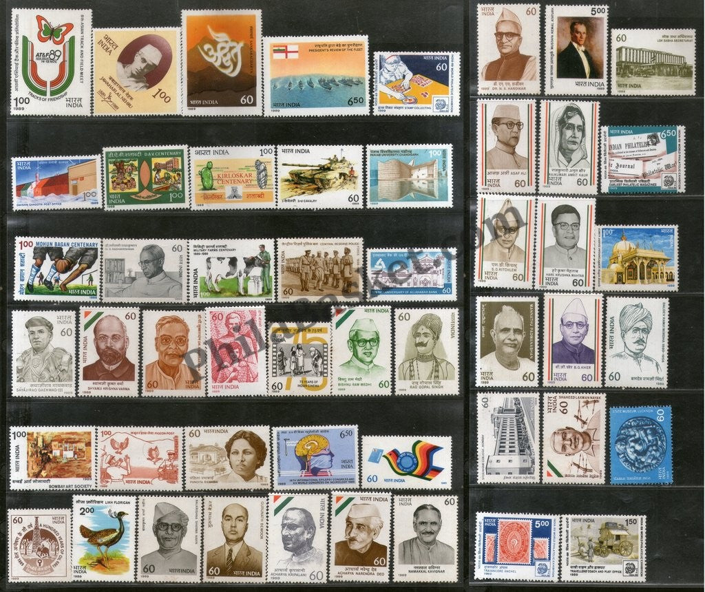 #YP42 1989 Complete Year Pack Mint MNH "Official"  INDIA - Full Set (51 Stamps )