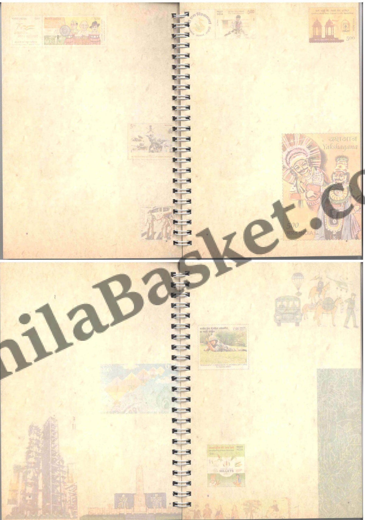 #ASL16 - Beautiful Spiral Notepad with multipal Stamp impressions on every page by india post (Very Ltd. Qty) - India - 2024