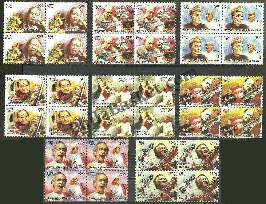 #BK1719 - Indian Musicians- Block of four (Set of 8) India MNH - 2014