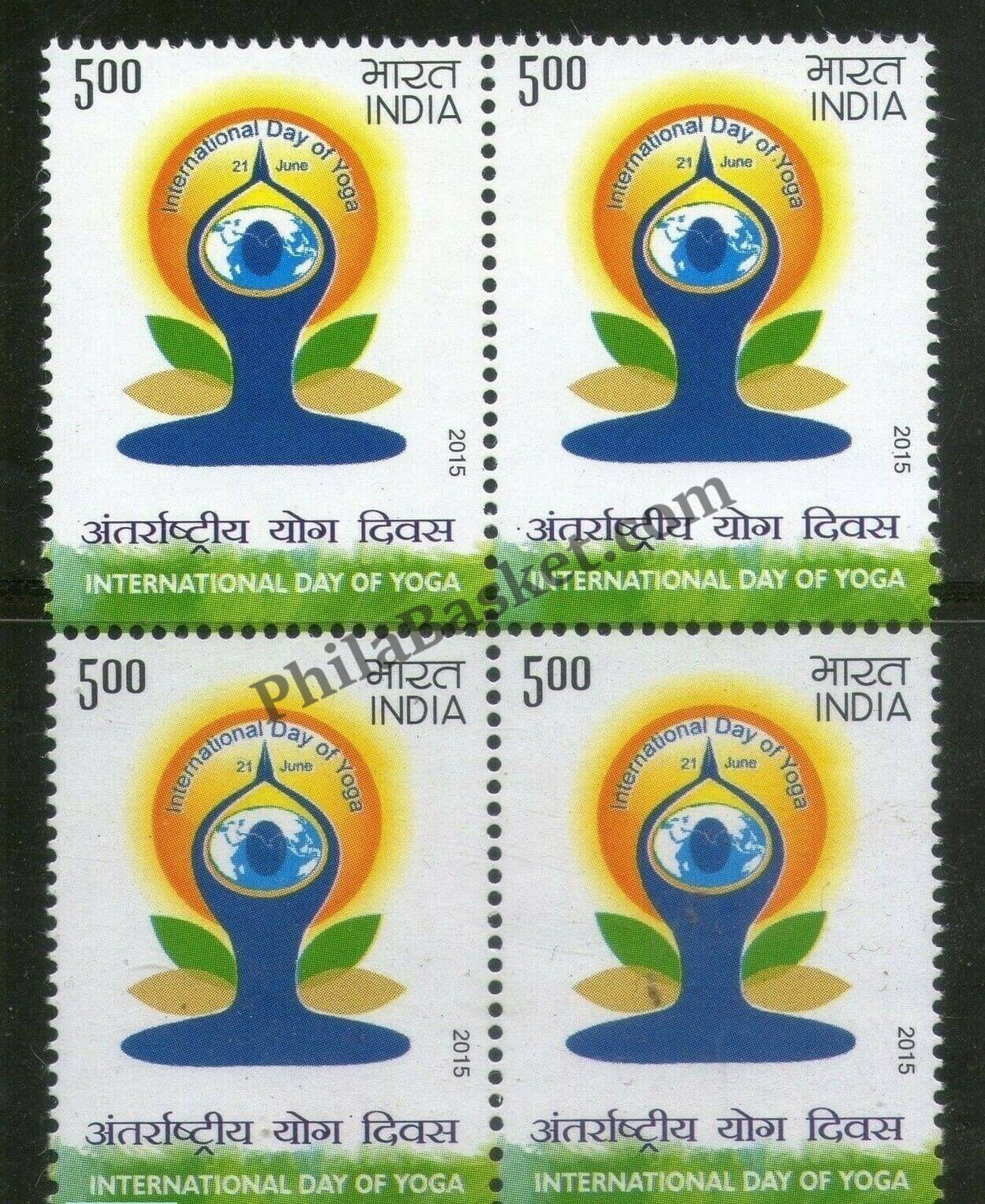 #BK1738 - International Yoga Day- Block of four India MNH - 2015
