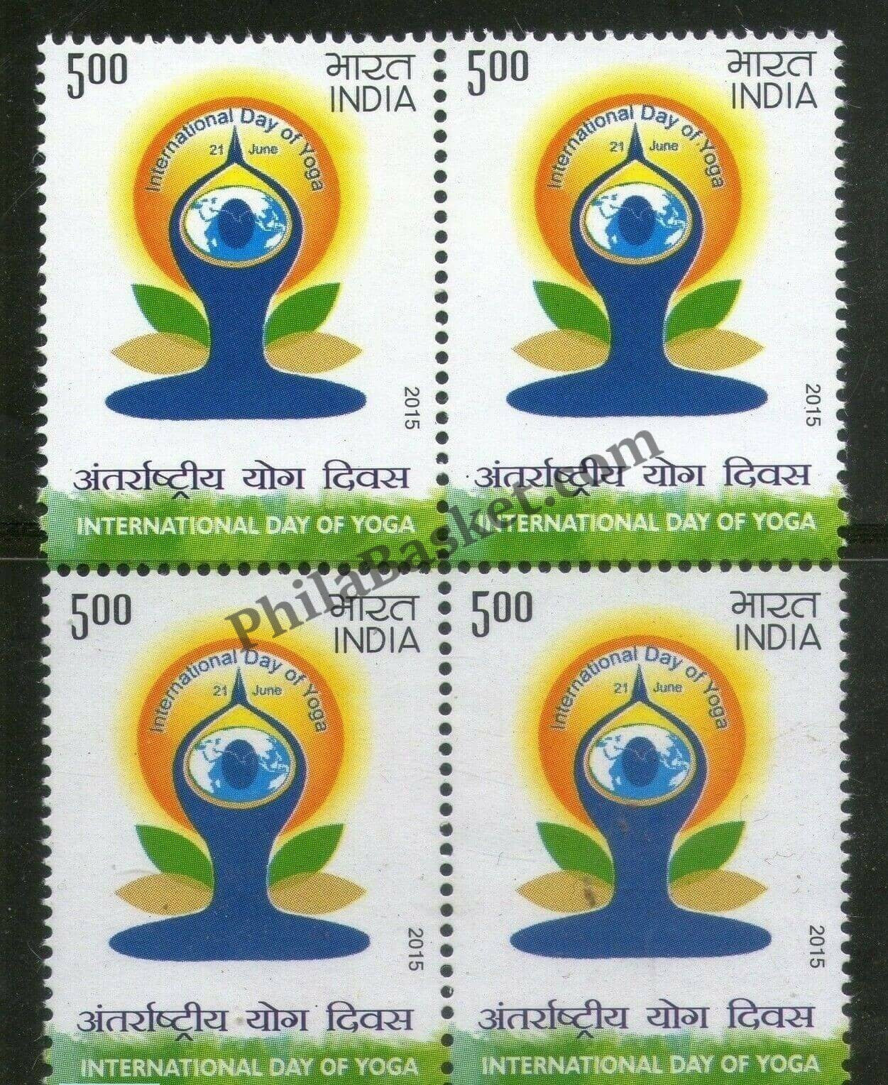 #BK1738 - International Yoga Day- Block of four India MNH - 2015