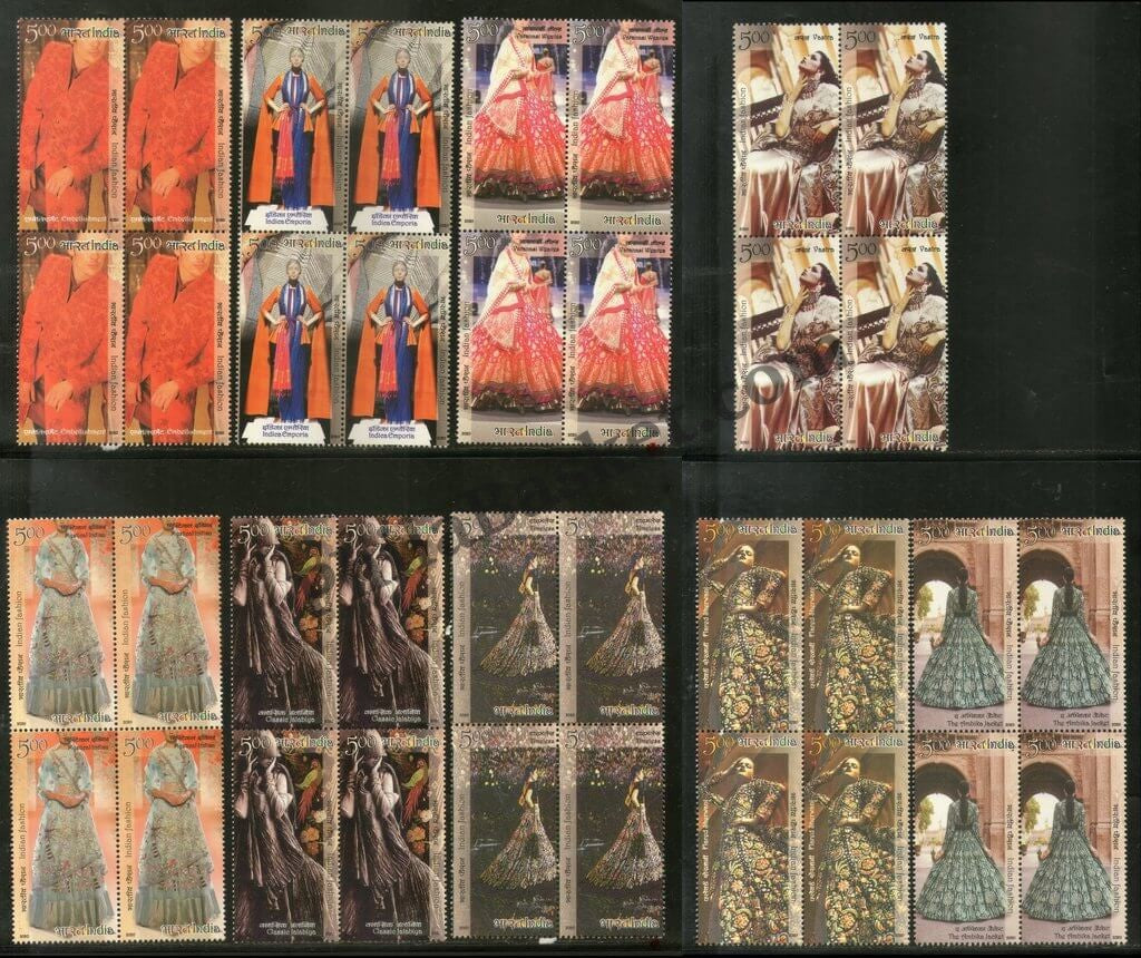 #BK1927 - Indian Fashion- Designers Creation: Series 4- Block of four (Set of 9) India MNH - 2020