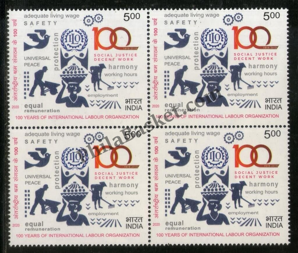 #BK1928 - 100 Years of International Labour Organization- Block of four India MNH - 2020