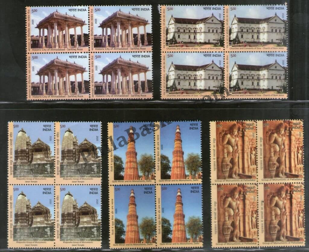 #BK1935 - UNESCO World Cultural Sites in India - 3- Block of four India MNH - 2020