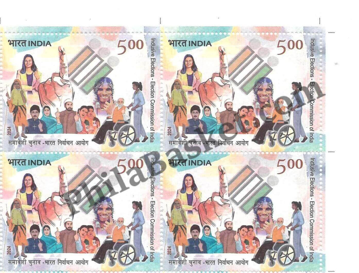 #BK2061 - Inclusive Elections - Election Commission of India - Block of Four Stamps - India MNH - 25 Jan 2024
