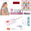 #CU2174 (B) - Commercial Used Pradhan Mantri Surakshit Matritva Abhiyaan - Block of four First Day Cover FDC With Delivery Post mark - India - 09 Jun 2026