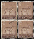 #DBK100 - Chital Definitive Block of Four Stamp India 5th Series Agriculture, Tourism, Export Promotion (17)