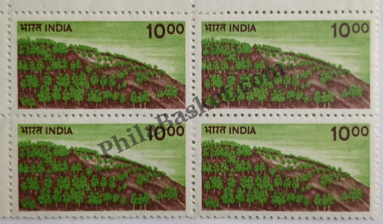 #DBK136 - Afforestation Ashokan Watermark Definitive Block of Four Stamp India 6th Series Rural Prosperity (21)