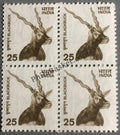 #DBK165 - Black buck Ashokan Watermark Definitive Block of Four Stamp India 9th Series Flora and Fauna (12) 20 Jul 2000