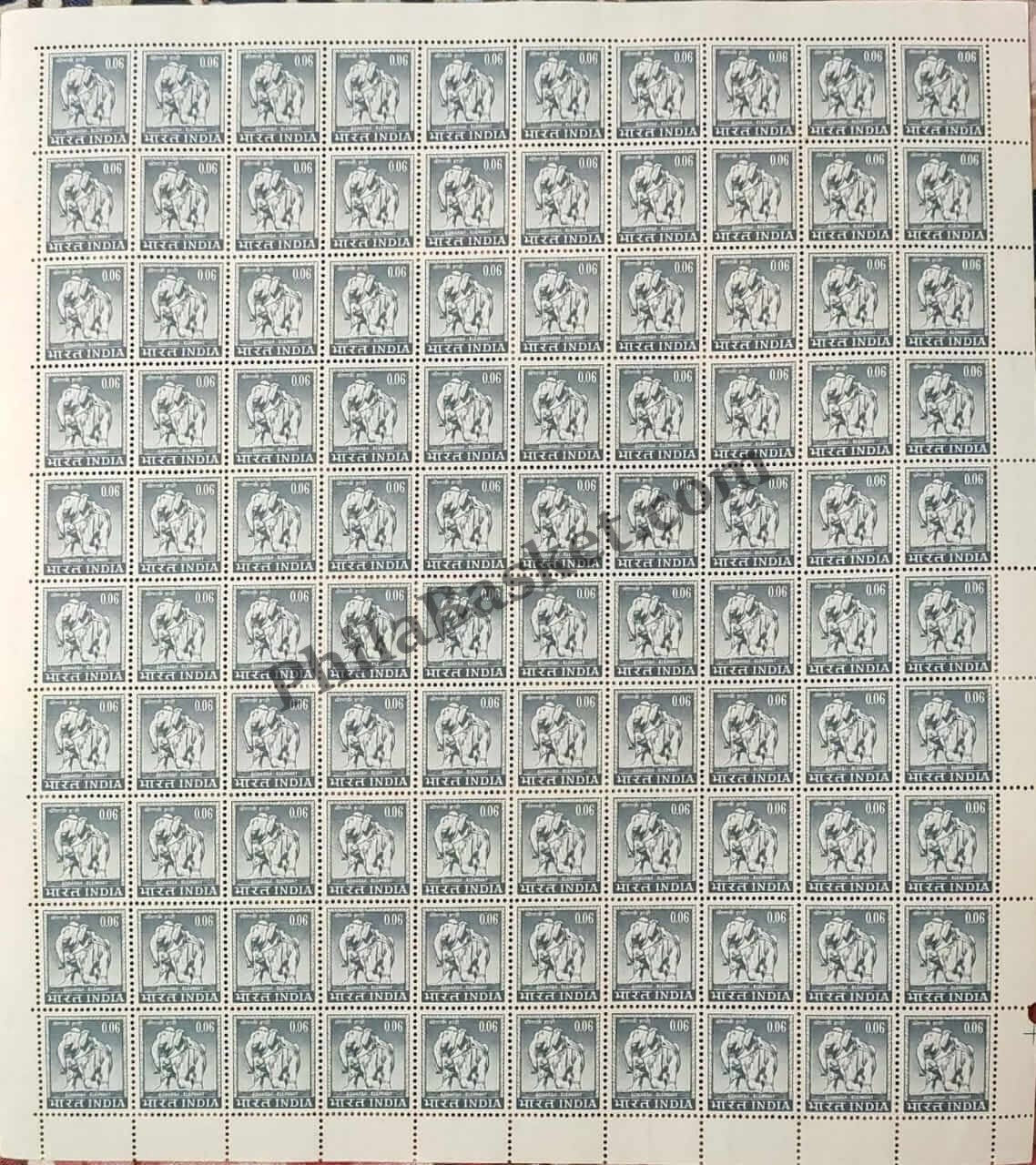 #DFS78 - Konark Elephant Ashokan Watermark Definitive FullSheet Stamp India 4th Series Agriculture, Tourism, Export Promotion (21) 07 Jan 1966