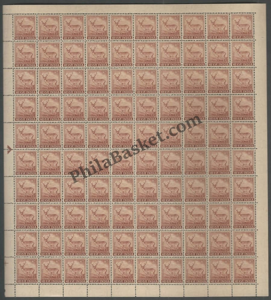 #DFS79 - Chital Ashokan Watermark Definitive FullSheet Stamp India 4th Series Agriculture, Tourism, Export Promotion (21) 15 Mar 1967