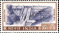 #DST90 - Bhakra Dam Ashokan Watermark Definitive Stamp India 4th Series Agriculture, Tourism, Export Promotion (21)
