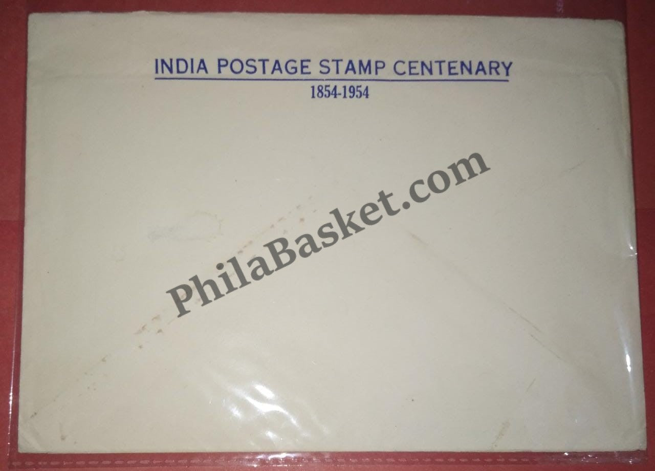#FDC10 - Stamp Centenary- with India Post VIP Envelop (Very Rare) - First Day Cover 1954 - PhilaBasket.Com