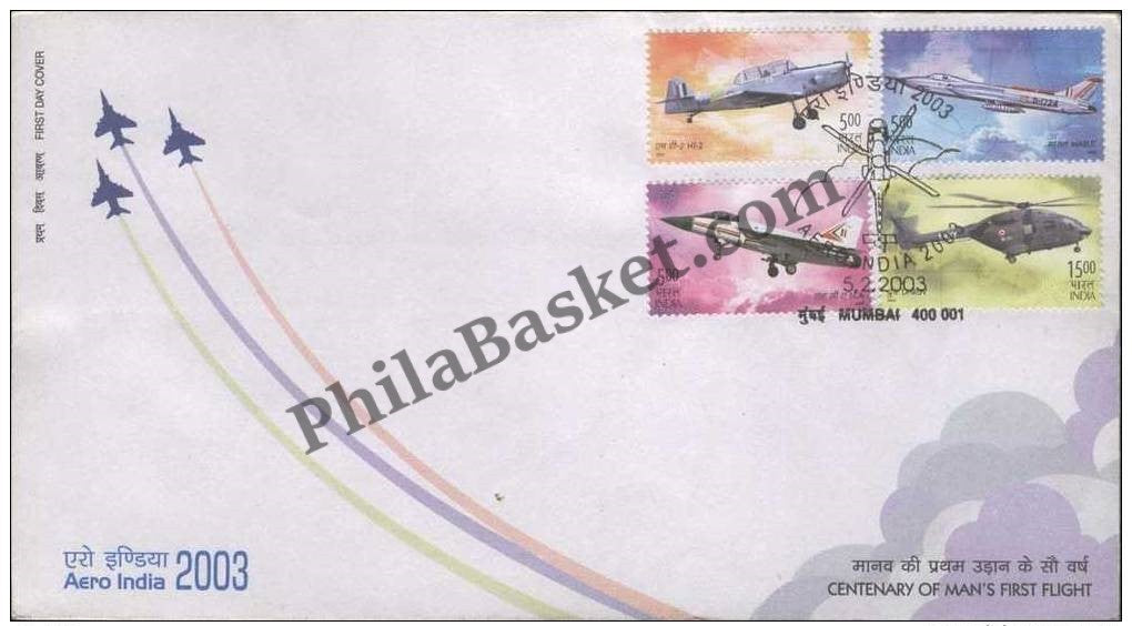 #FDC1205 - Centenary of ManS First Flight (Aero India) - First Day Cover 2003