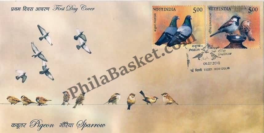#FDC1552 - Pigeon & Sparrow(Set of 02 Stamps) - First Day Cover - 2010