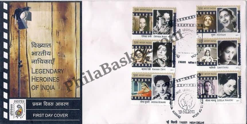 #FDC1595 - Legendary Heroines of Indian Cinema - First Day Cover - 2011