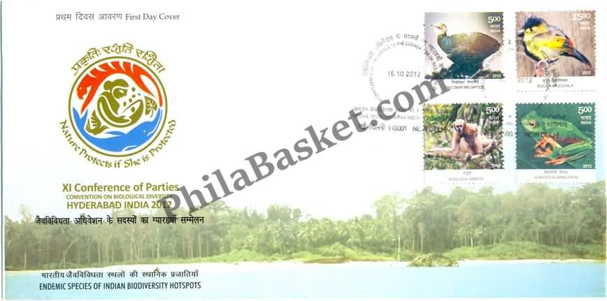 #FDC1653 - Endemic Species of Biodiversity Hotspots (Set of 4 Stamps) - First Day Cover - 2012