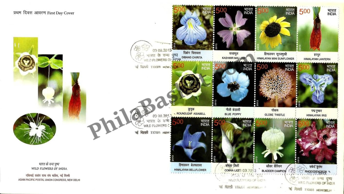 #FDC1689 - Wild Flowers (Set of 12 Stamps) - First Day Cover - 2013