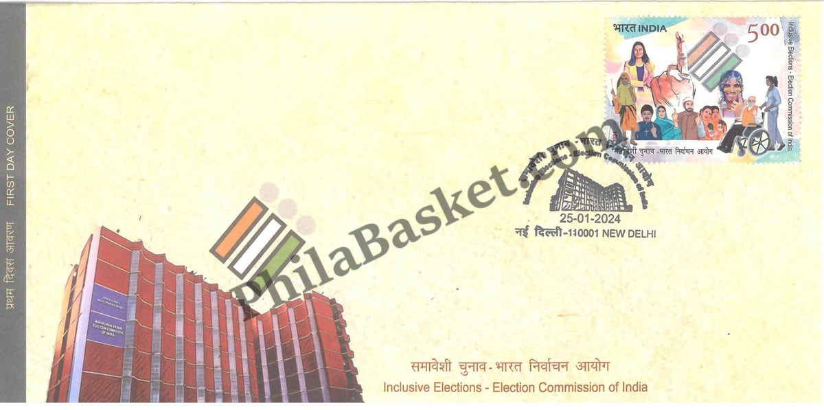 #FDC2061 - Inclusive Elections - Election Commission of India - First Day Cover FDC - India MNH - 25 Jan 2024
