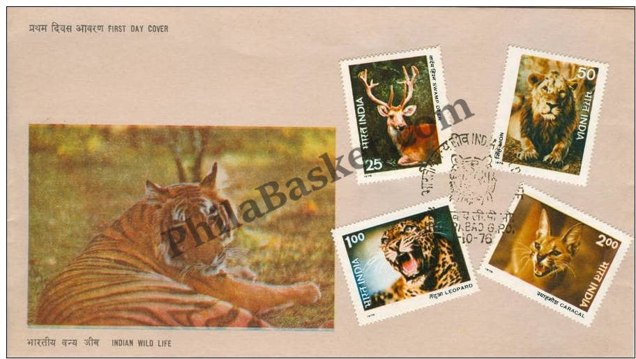 #FDC318 - Indian Wildlife -Swamp Deer - First Day Cover - 1976