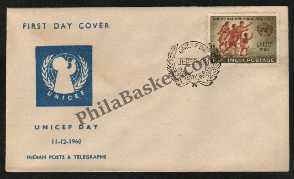 #FDC35 - UNICEF Day - First Day Cover - 1960 - Buy India Stamp - PhilaBasket.Com