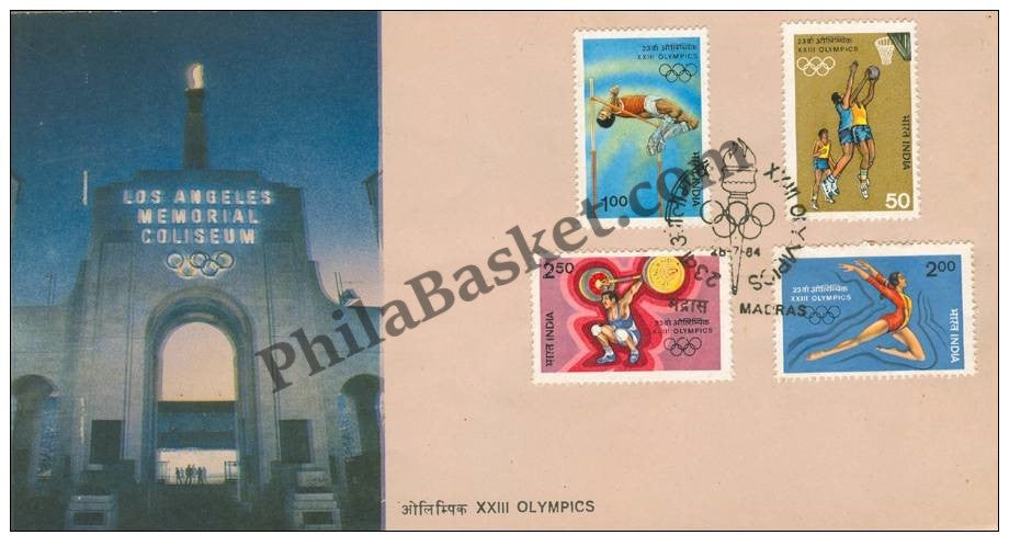 #FDC527 - Los Angles Olympics-Basket ball - First Day Cover - 1984