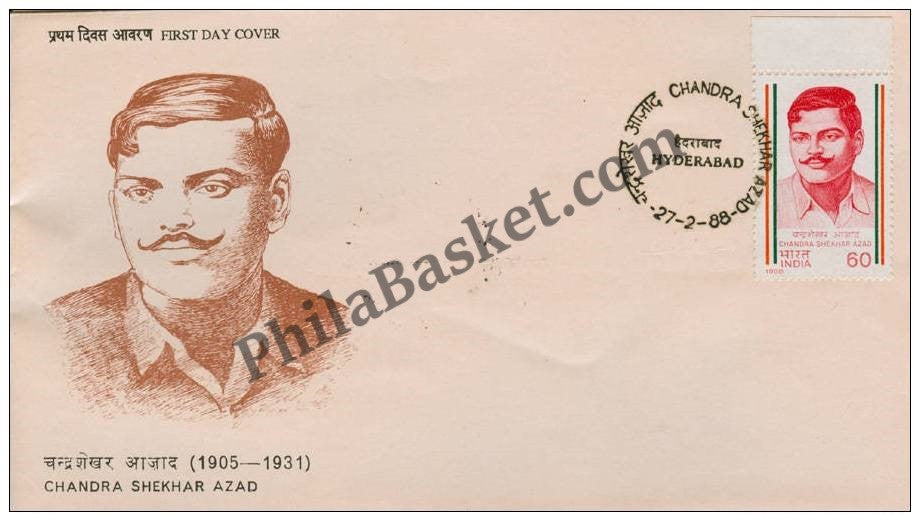 #FDC644 - Freedom Struggle -Chandrashekhar Azad - First Day Cover - 1988