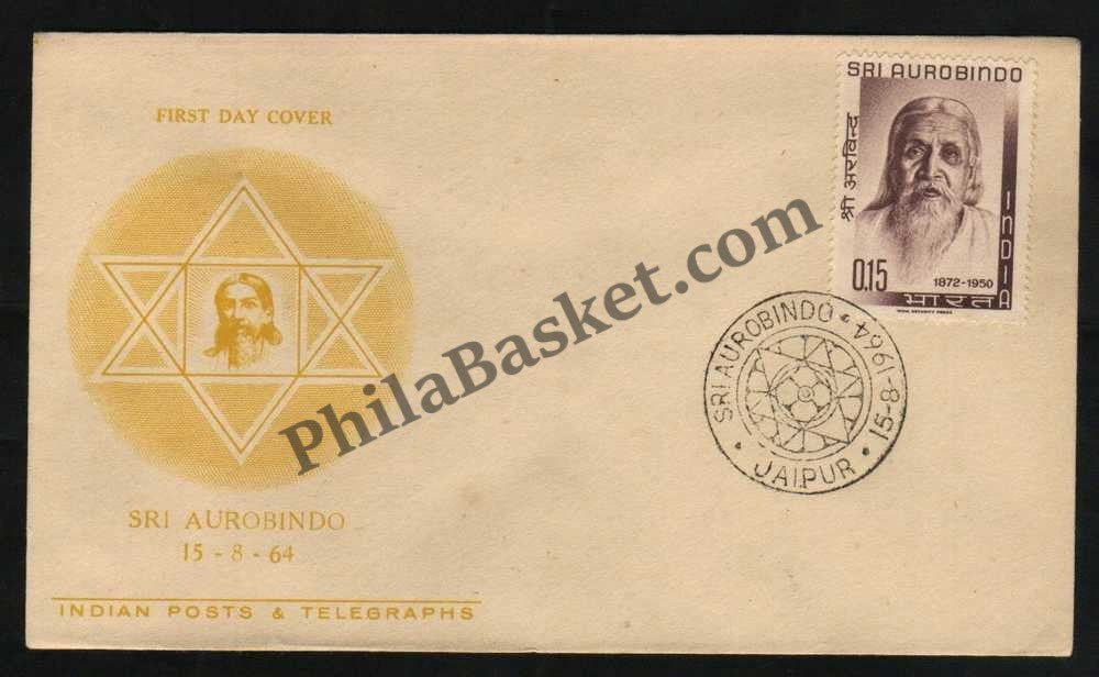 #FDC83 - Sri Aurobindo - First Day Cover - 1964 - PhilaBasket.Com
