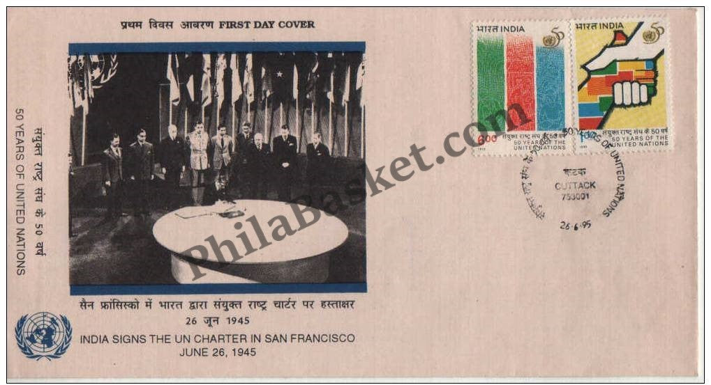 #FDC893 - 50 Years of United Nations - Hand of Cooperation - First Day Cover 1995