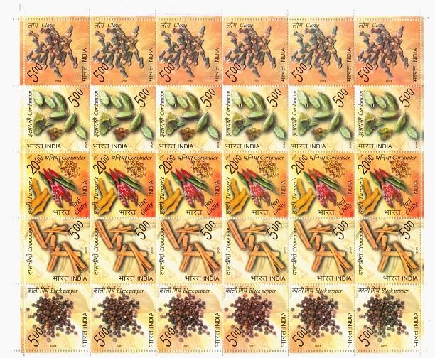 #FS1481-Spices of India - Mix Setanent Sheet- FullSheet (Set of 4) India MNH - 2009