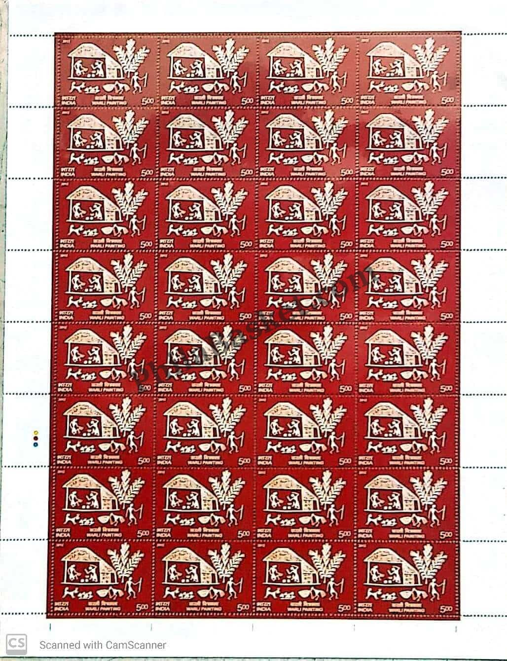 #FS1647-Wall Paintings Shekhawati Painting, Warli Painting- FullSheet (Set of 2) India MNH - 2012