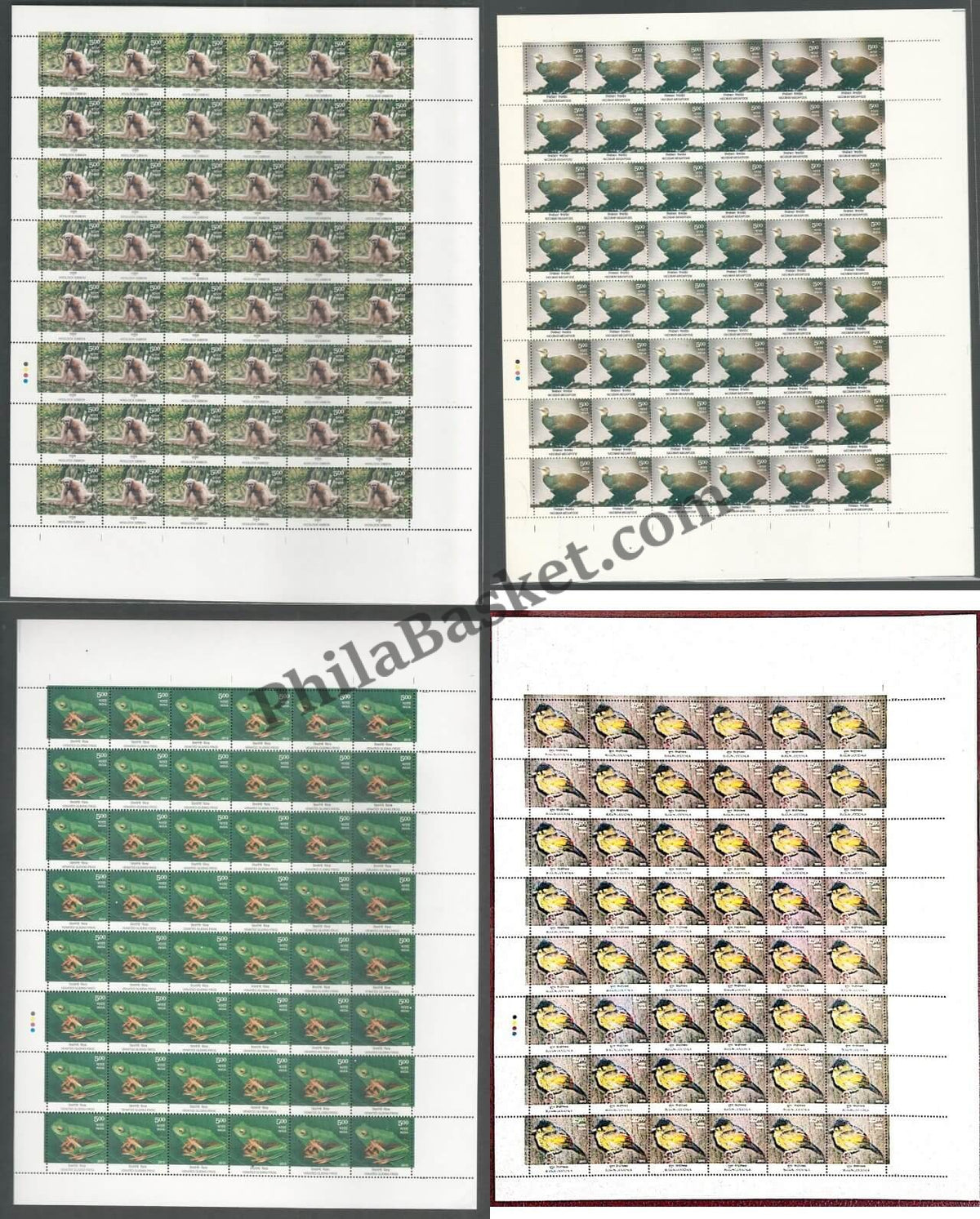 #FS1656-Endemic Species of Biodiversity Hotspots- FullSheet (Set of 4) India MNH - 2012