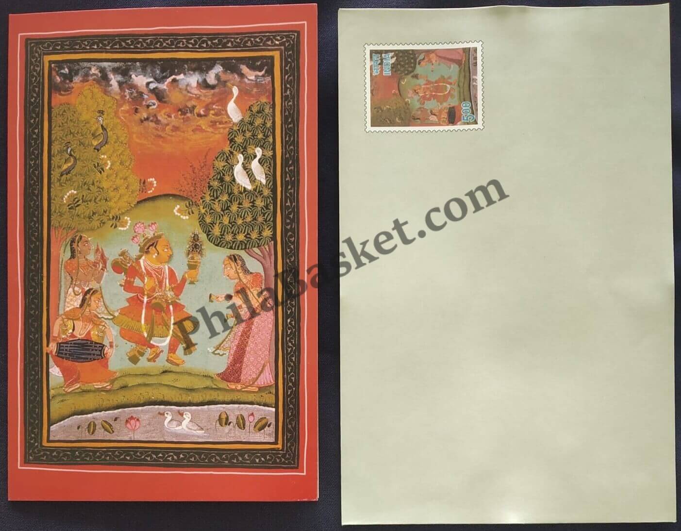 #GS257 - Raga Basant - 5 Rs Envelop With Card - New Year - Greeting Card India - 12th Series (9 Cards) - 1 Dec 2003