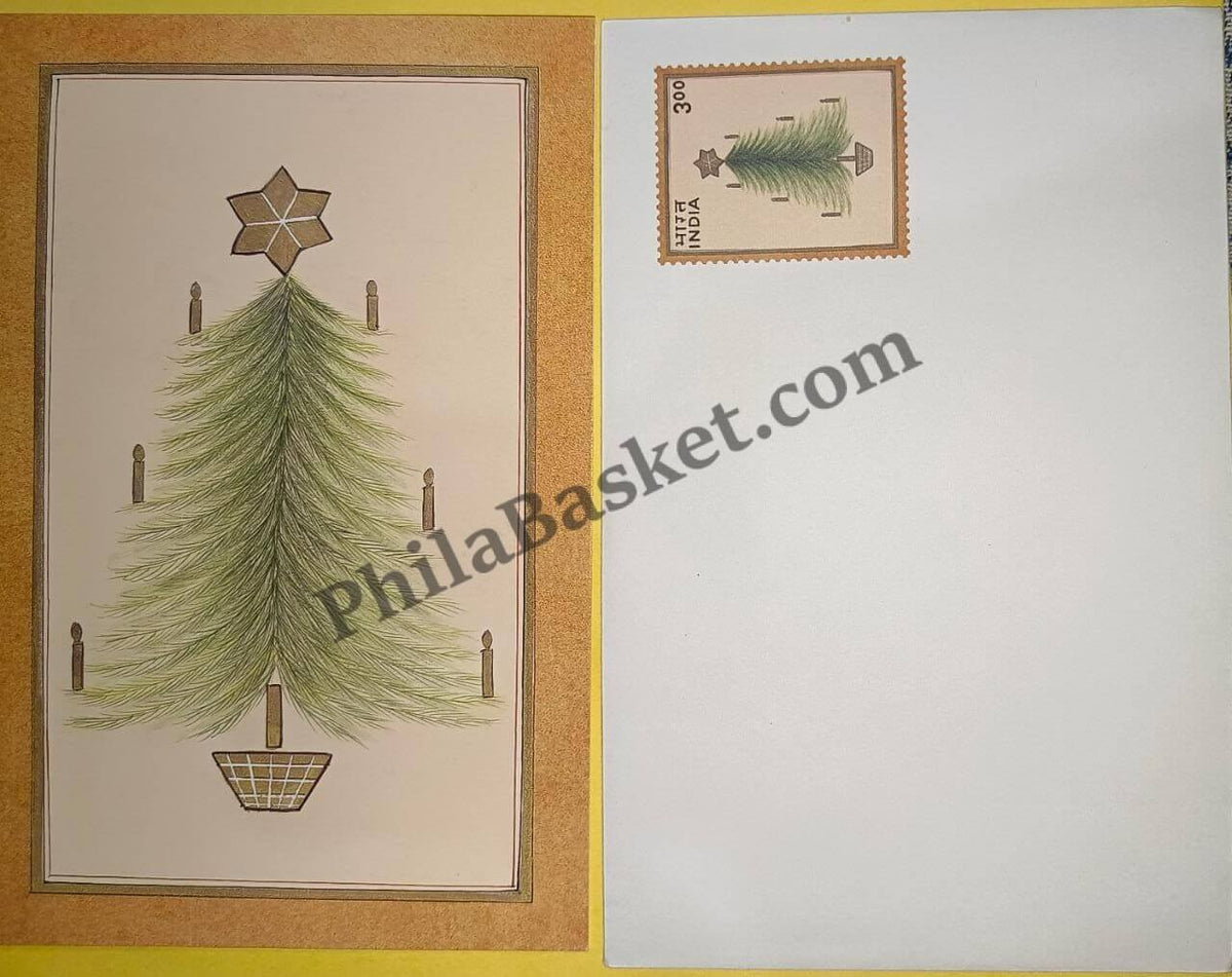 #GS35 - Christmas Tree - 3 Rs Envelop With Card - Christmas - Greeting Card India - 2nd Series (28 Cards) - 1 Dec 2000