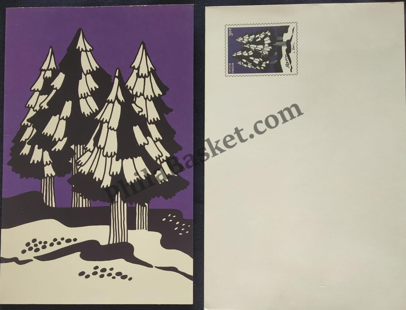 #GS43 - Moonlight - 3 Rs Envelop With Card - Christmas - Greeting Card India - 2nd Series (28 Cards) - 1 Dec 2000