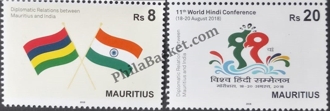 #JS110 - Diplomatic Relations between India and Mauritius  - Stamp - Mauritius -  18 Aug 2018