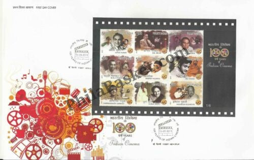 #MS-FDC107 - 100 Years of Indian Cinema ( Set of 6 ) - Miniature Sheet First Day Cover (MSFDC) - 03-May-13