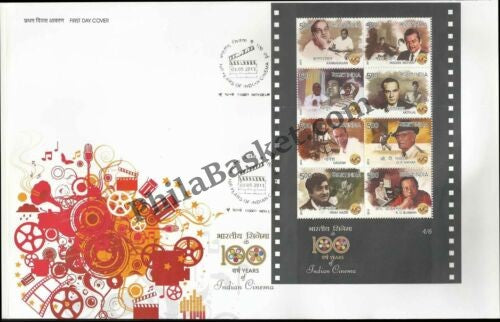 #MS-FDC107 - 100 Years of Indian Cinema ( Set of 6 ) - Miniature Sheet First Day Cover (MSFDC) - 03-May-13