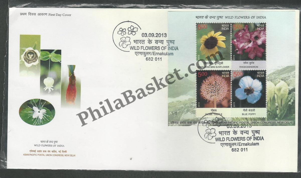 #MS-FDC109 - Wild Flowers (Set of 3) - Miniature Sheet First Day Cover (MSFDC) - 20-May-13
