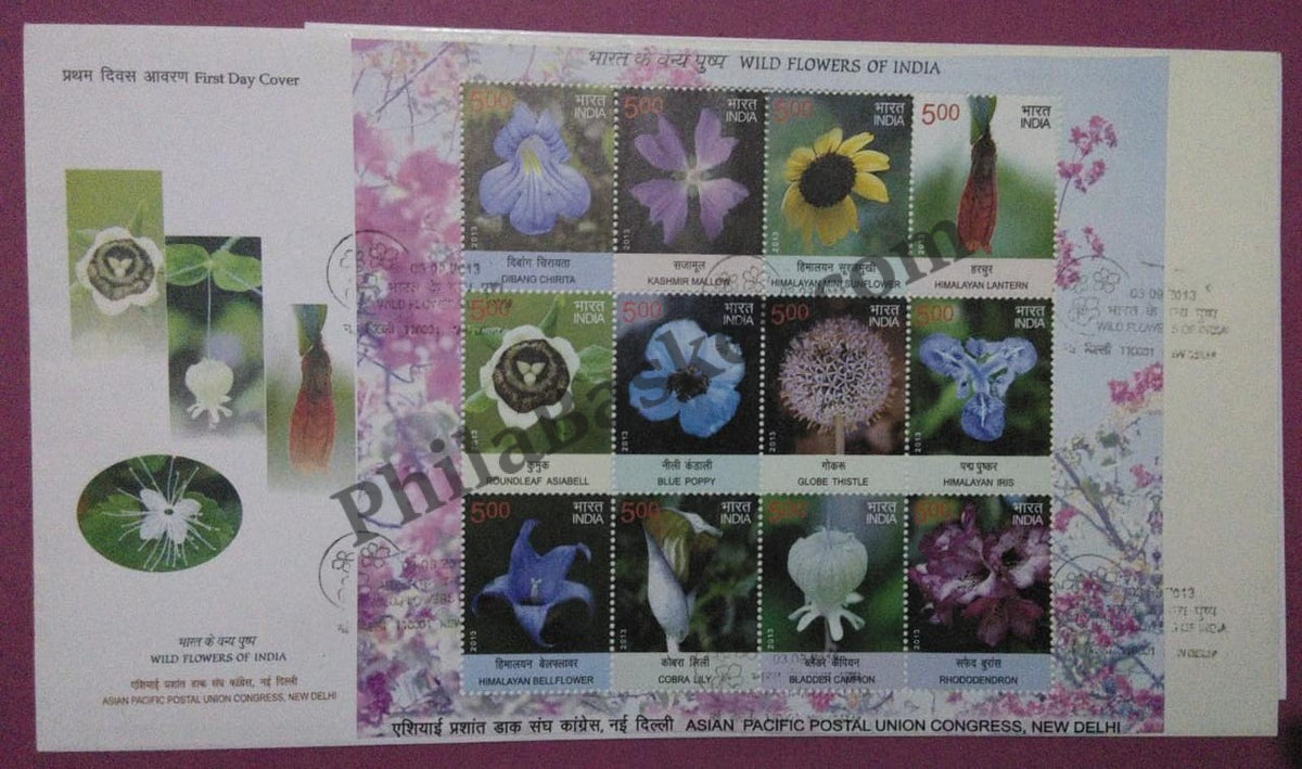 #MS-FDC110 - Wild Flowers (12 Stamps) - Miniature Sheet First Day Cover (MSFDC) - 20-May-13