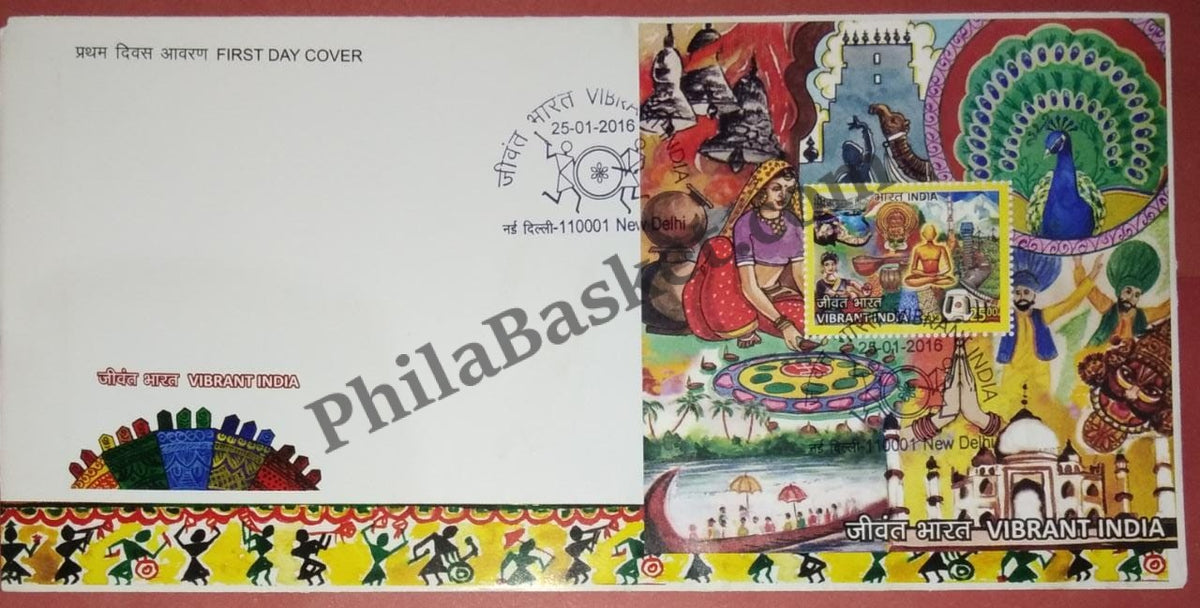 #MS-FDC129 - Vibrant India - Miniature Sheet First Day Cover (MSFDC) - 25-Jan-16