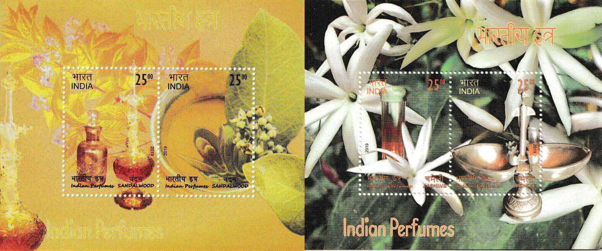 #MS239 to #MS240 - Indian Perfume Fragrance of Sandalwood and Jasmine (Set of 2) - Miniature Sheet MS - MNH - India - 01 Aug 2019