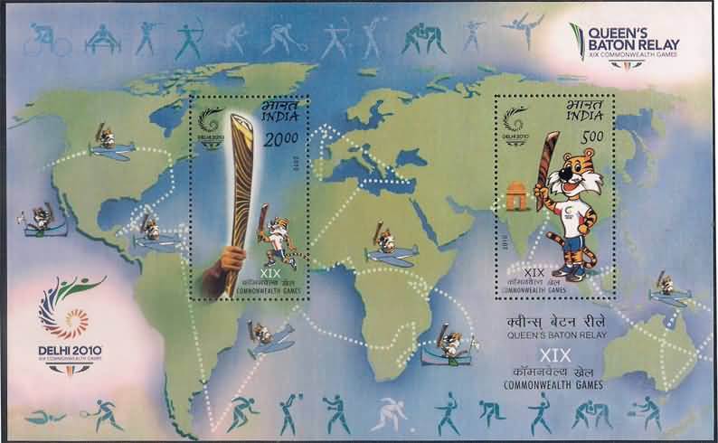 #MS84 - Queen's Baton Relay XIX Commonwealth Games - Miniature Sheet MS - MNH - India - 25 Jun 2010