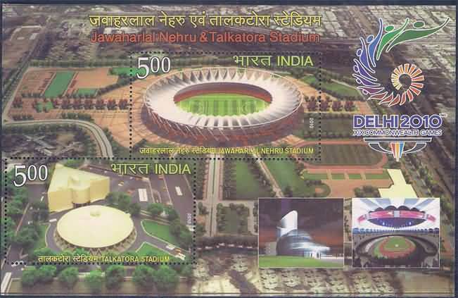 #MS87 - Jawaharlal Nehru & Talkatora Stadium Delhi 2010 Commonwealth Games - Miniature Sheet MS - MNH - India - 01 Aug 2010