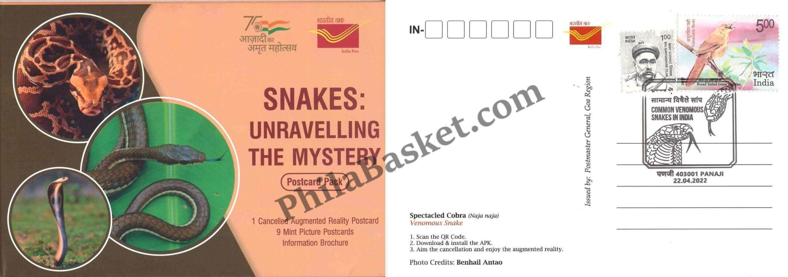 #PC98 - Snakes - Unravelling The Mystery with (Set of 13 -1 Cancelled, 1 Booklet) - Picture Postcard - Goa - India - 22 Apr 2022