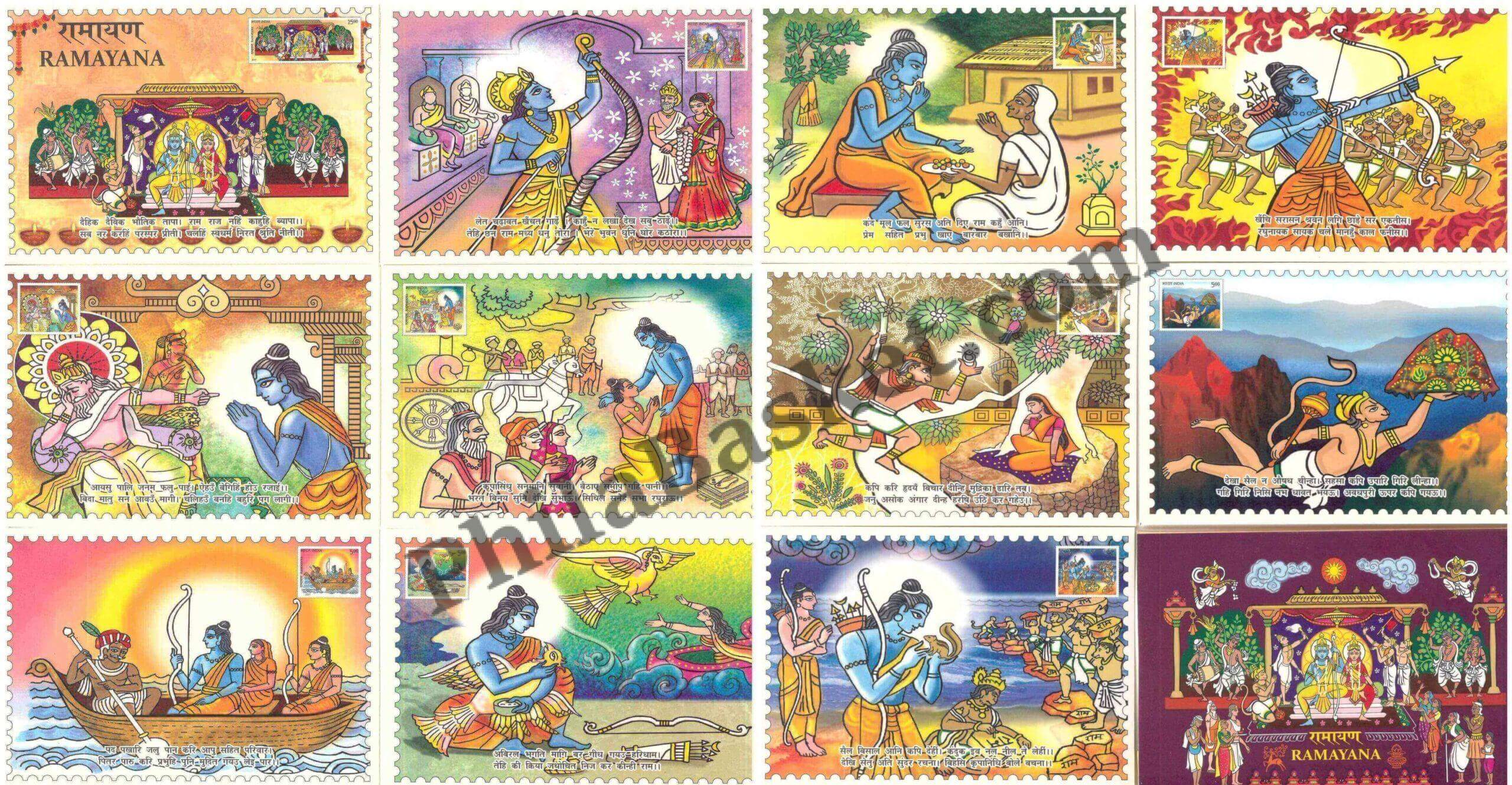#PC94 - Beautiful Set of Ramayana ( Set of 11 )- Picture Postcard - New Delhi - India - 31 Dec 2024