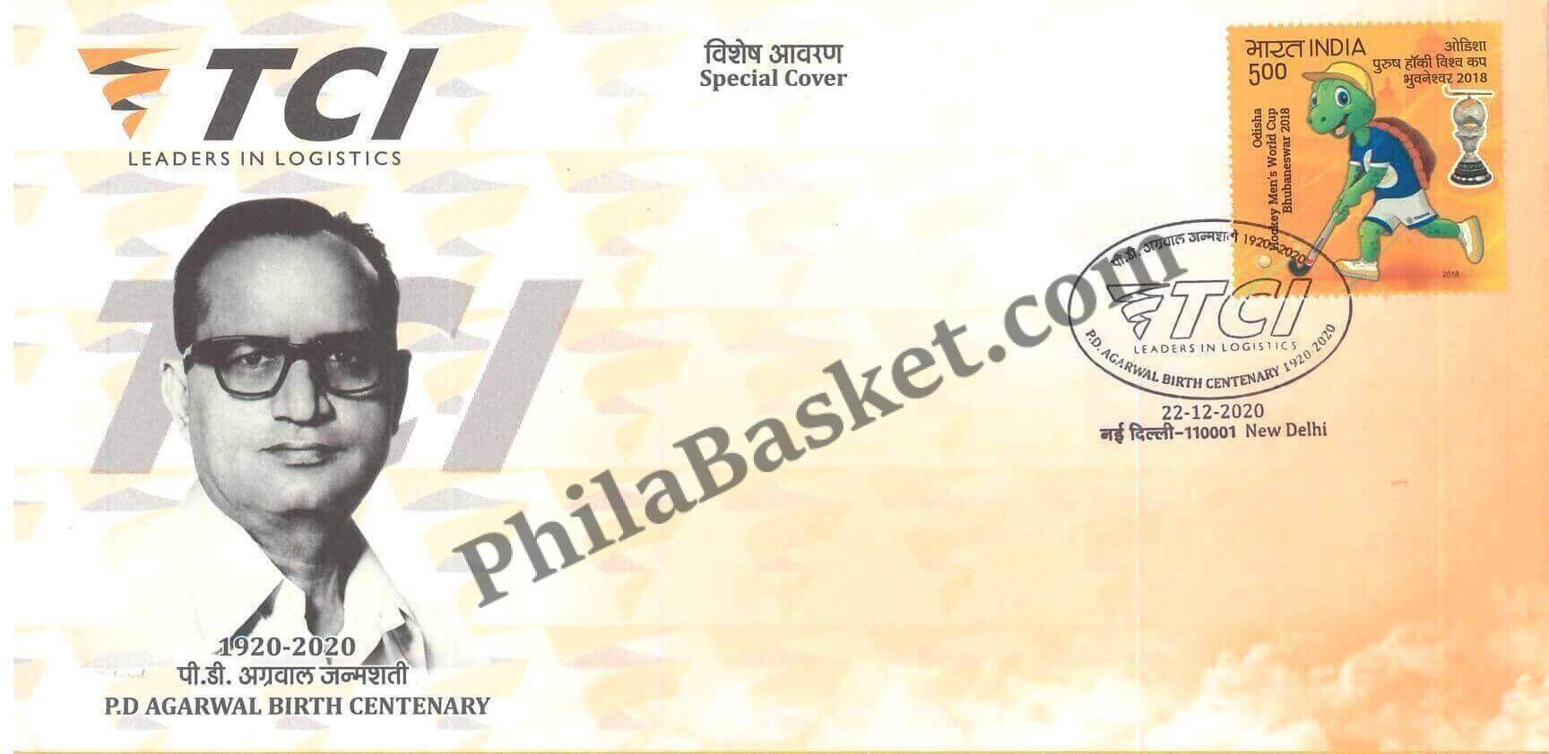 #SC1013 - TCI - P D Agarwal Birth Centenary by Uttar Pradesh circle - Special Cover - India - 22 Dec 2020