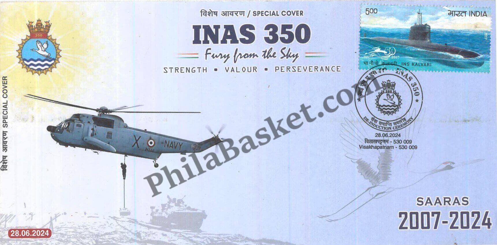 #SC1053 - INAS 350 - De-Induction Ceremony by Andhra Pradesh circle - Special Cover - India - 28 Jun 2024